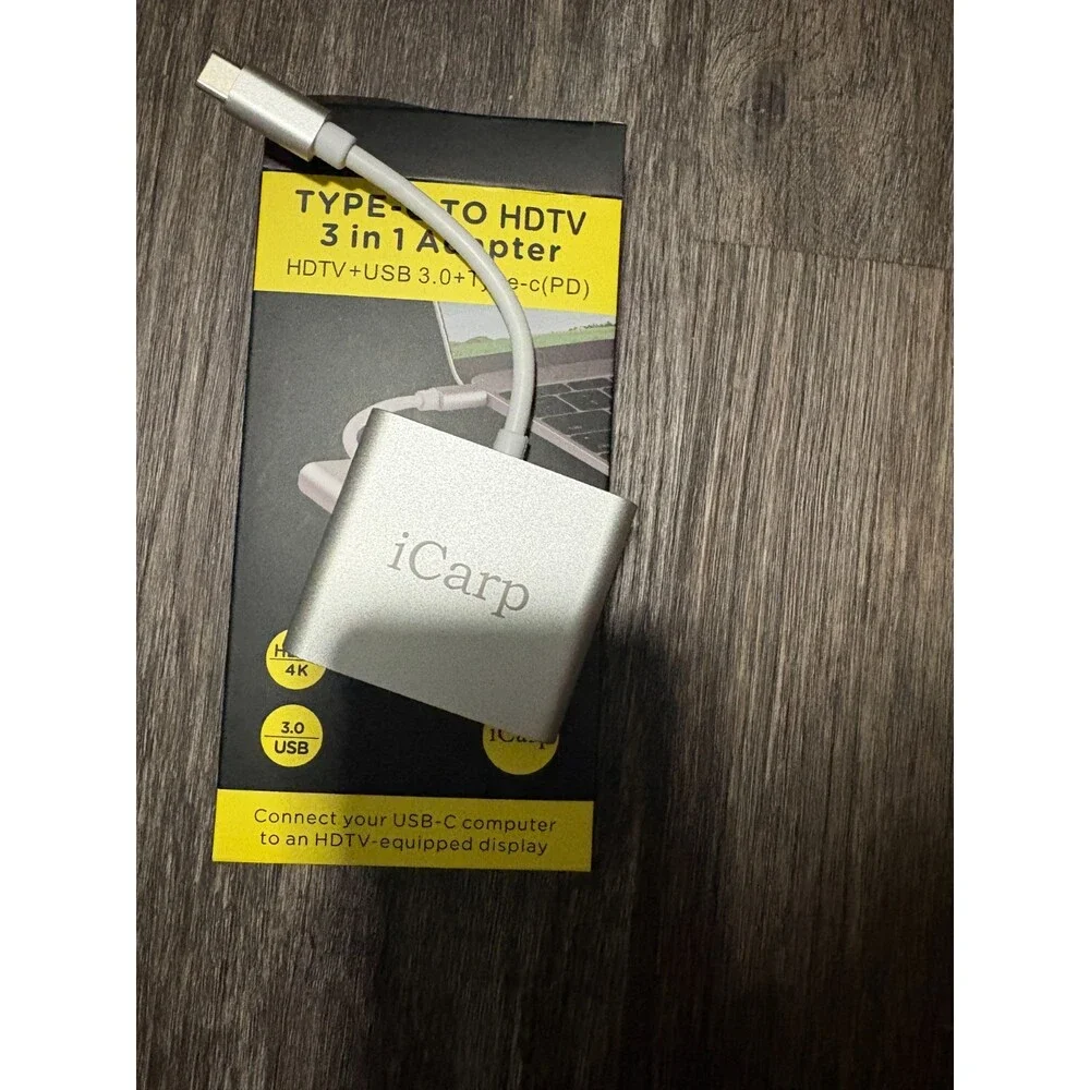 USB-C to HDMI 4K Adapter 3-in-1 Hub, USB 3.0 PD Fast Charge Port, for MacBook,